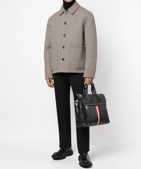 [全新真品代購-S/S23 新品!] BALLY LOGO織帶 黑色皮革 托特包 / 側背包