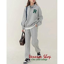 VENESSA~ 歐單 新款 寬鬆有型 時尚高級感字母 女の舒適衛衣+衛褲 休閒運動兩件套裝 大碼 3色 (P1712)