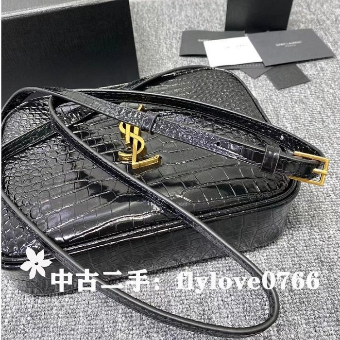 中古二手YVES SAINT LAURENT 聖羅蘭YSL Monogram鱷魚紋相機包/單肩包/斜跨包612544