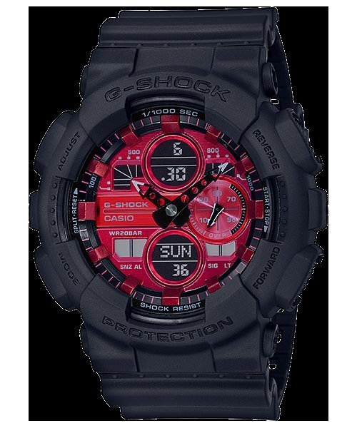 CASIO 手錶公司貨G-SHOCK 超人氣指針/數位雙顯黑與紅為搭配 GA-140AR-1A