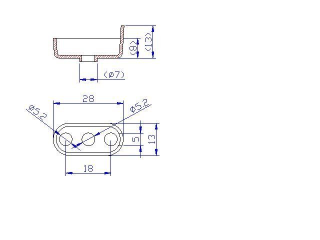 沖壓製造加工 1.2mm 厚度 長條型 管塞(帶耳) 28*13*8mm