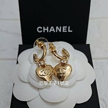 【巴黎王子1號店】《CHANEL》香奈兒 ABD073 金色 雙C Logo 水鑽 愛心 墜式 耳環 ~預購