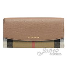 【茱麗葉精品】全新精品 BURBERRY 專櫃商品 8035792 PORTER 牛皮格紋棉麻釦式長夾.淺棕 預購無現貨