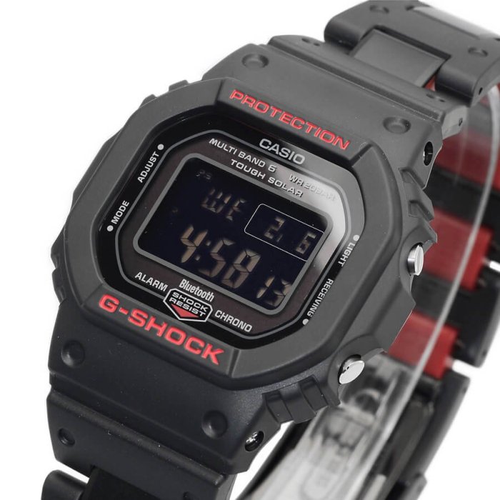 【金台鐘錶】CASIO卡西歐G-SHOCK 藍牙連線功能 世界六局標準電波 太陽能 GW-B5600HR-1