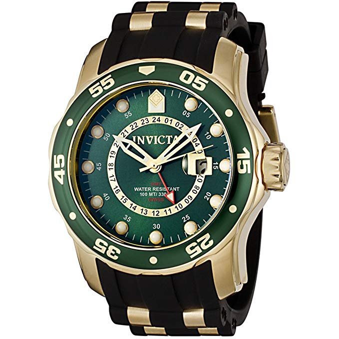 【潮裡潮氣】Invicta男款Pro Diver系列GMT 18k鍍金不銹鋼錶帶黑色錶帶