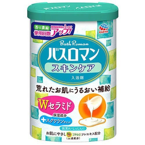 【JPGO】日本製 地球製藥 Bath Roman 護膚型 角鯊烷配方入浴劑 600g~#911.115.016