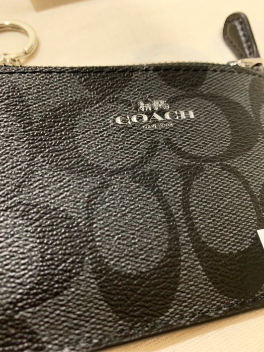 COACH caoch 防水零錢包小卡夾 黑色 大C Logo圖案 全新正品 美國outlet 購回