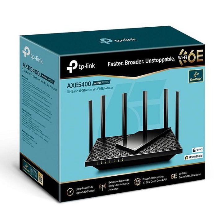 《平價屋3C 》全新TP-Link Archer AXE75 AXE5400 WiFi6E 三頻 4核心 無線分享器 WiFi分享器 路由器