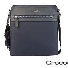 【寧寧精品】 Crocodile 鱷魚 原廠授權台中30年皮件專賣店【防潑水布直式超薄斜背側背包 暗夜藍】9001-2