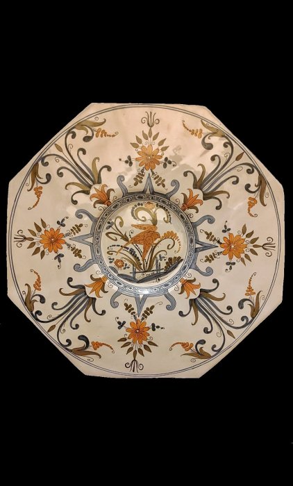【波賽頓-歐洲古董拍賣】歐洲/西洋古董 意大利早期 大型COSTO手工彩繪陶瓷盤 (尺寸：36cm)(Made in Italy)