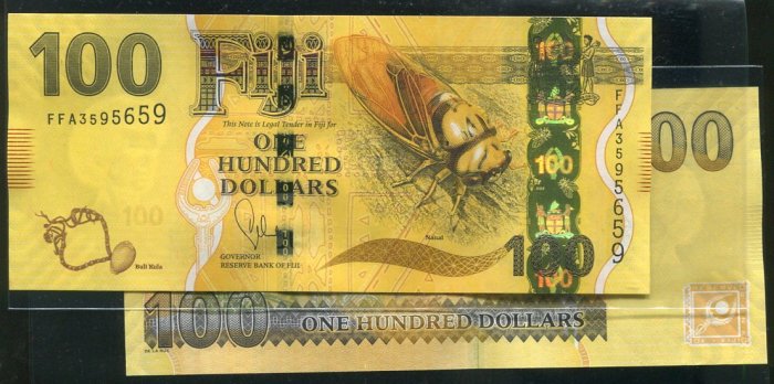 FIJI (斐濟紙幣)， P119 ，動物 100-Dollars ， ND(2013) Animal ，品相全新UNC