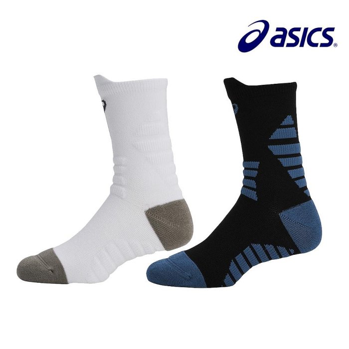 【曼森體育】 ASICS 亞瑟士 籃球 中筒襪 中性款 運動襪 厚底 籃球襪 黑白2色