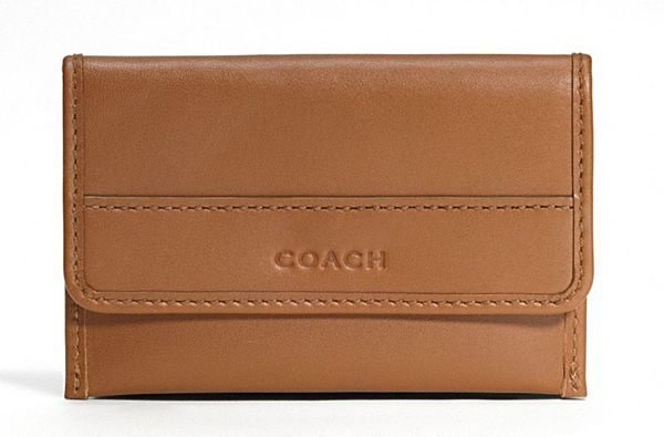 破盤清倉大降價！全新 COACH MEN 經典咖啡色皮革信用卡夾名片夾，低價起標無底價！本商品免運費！