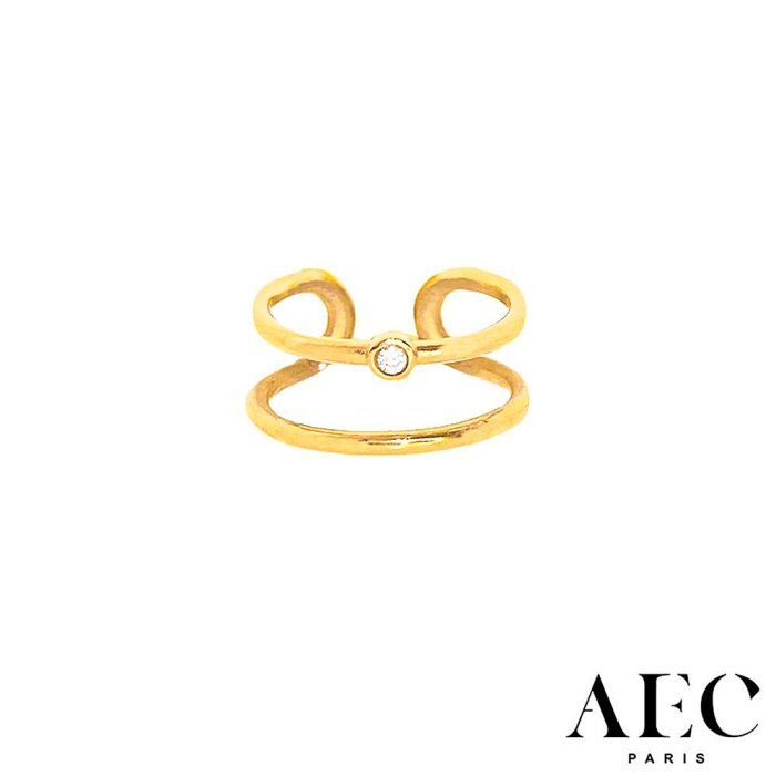 AEC PARIS 巴黎品牌 簡約白鑽戒指 可調式雙層金色戒指 THIN RING MERCURE