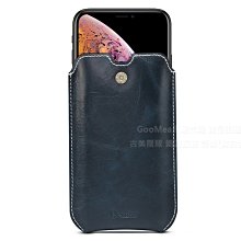 GMO  2免運HTC 19s 19 Plus 6.2吋手機腰包真牛皮油蠟紋插卡掛頸掛脖 藍色 保護殼保護套