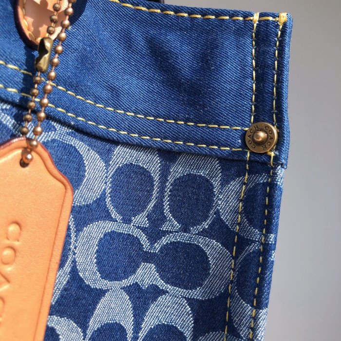 COACH CA108 新款經典花紋女士大號 Denim 系列購物袋 手提包 女包