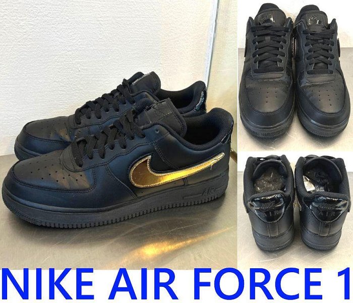 BLACK極新NIKE AIR FORCE 1魔鬼氈黑金漆皮X真皮AF1