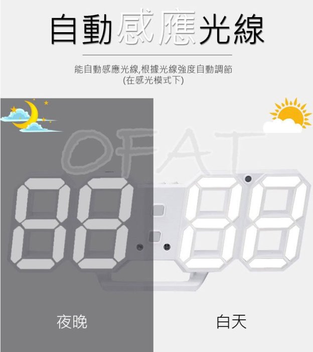 LED數字時鐘時尚工業風立體電子時鐘 立體3D LED數字時鐘/鬧鐘 【HF104】