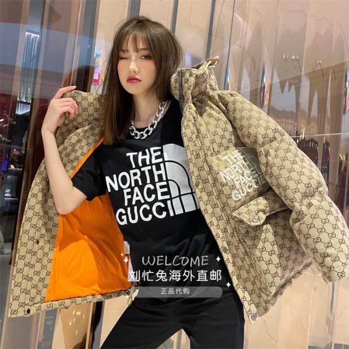 特賣-棉衣外套 大衣 外套 GUCCI古馳The North Face x Gucci聯名系列男士羽絨服大衣