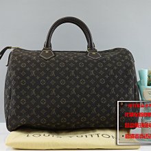 ☆優買二手精品名牌店☆ LV M95224 MINILIN SPEEDY30 咖啡色棉麻老花 手提包波士頓包 美品二