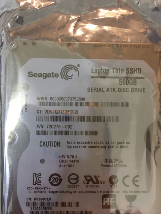 全新Seagate 500g 筆電用硬碟7200轉 2.5吋SSHD 固態混合硬碟