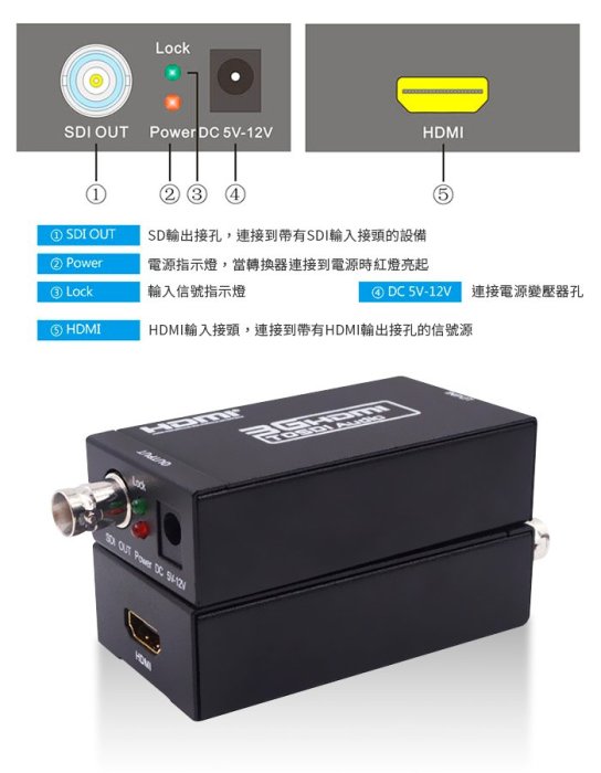 【傻瓜批發】(S211) HDMI轉SDI轉換器 金屬鐵殼 支持HD 3G SD HDMI to SDI廣播高清信號轉換