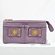 【茱麗葉精品】【9.5成新】Marc Jacobs 時尚質感皮革雙口袋造型拉鍊長夾.紫#3 現貨