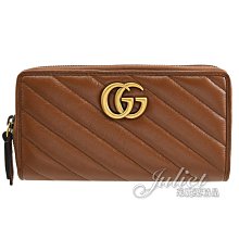 【茱麗葉精品】全新精品 GUCCI 專櫃商品 443123 GG Marmont金屬LOGO牛皮拉鍊長夾.焦糖棕 預購