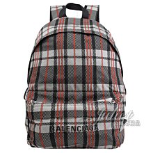 【茱麗葉精品】全新精品 BALENCIAGA 巴黎世家 656081 品牌LOGO格紋輕尼龍後背包.黑紅 現貨