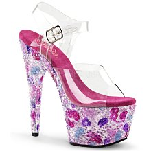 Shoes InStyle《七吋》美國品牌 PLEASER 原廠正品寶石透明厚底高跟涼鞋 出清『紫紅色』