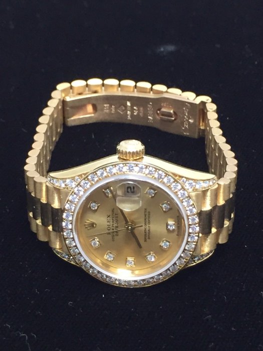 【益成當舖】流當品 黃K勞力士ROLEX79158型女錶 750-18K黃金ROLEX 原鑲鑽圈鑽角十鑽面