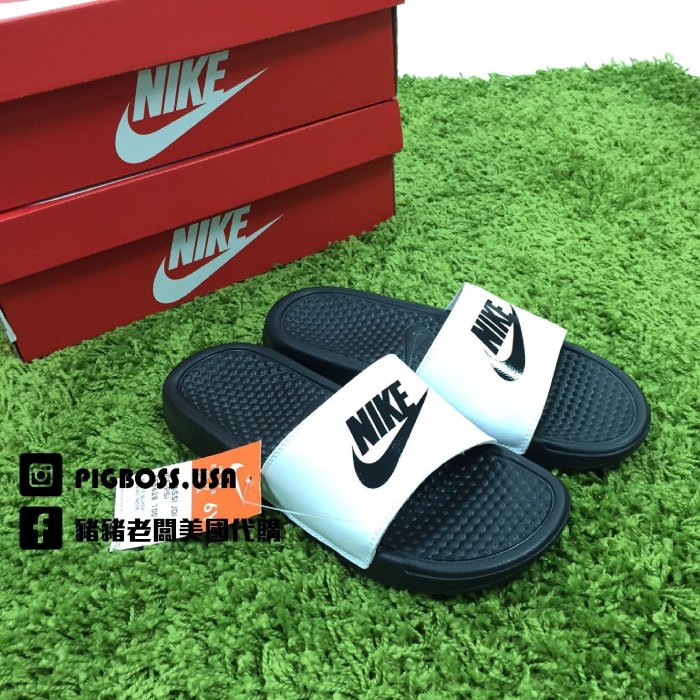 【豬豬老闆】NIKE BENASSI 【現貨在台兩雙免運】JDI 【白底黑字】【黑底白字】【黑底粉字】女鞋