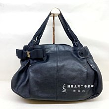 遠麗精品(桃園店) D0805 Salvatore Ferragamo 黑色牛皮寬手把雙耳手提肩背包