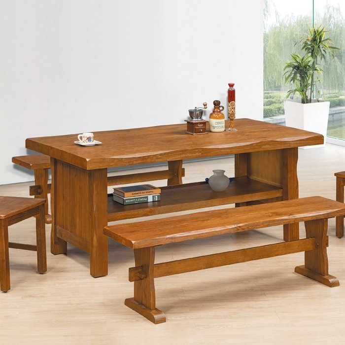 【DH】商品貨號A871-1商品名稱《橡膠》180CM全實木餐桌 (圖一)備有餐椅可搭配/另計.台灣製.主要地區免運費