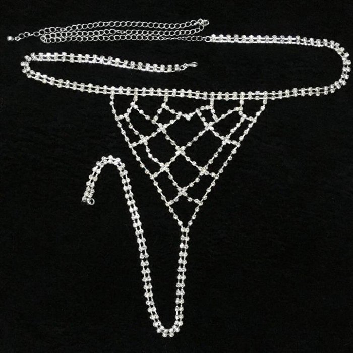 私密派對 歐美時尚配飾 簡約網格水鉆 腰鏈 腰鍊  夜店性感比基尼 身體鏈 身體鍊 body chain