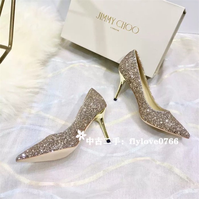 中古二手 JIMMY CHOO 水晶高跟鞋 38