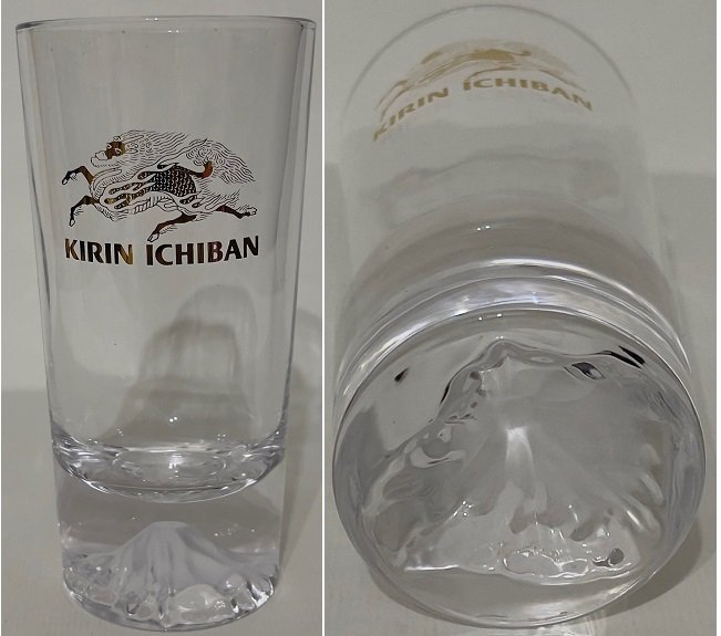 龍廬-自藏出清~玻璃製品-馬來西亞製KIRIN ICHIBAN麒麟啤酒2021富士山啤酒杯/起標為單個/現貨1個