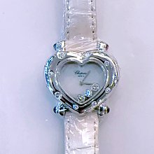 71517 蕭邦 Chopard 手錶 HAPPY HEARTS 石英 全原鑲 18白K金 原鑲鑽 9成新 二手