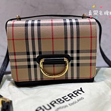 《真愛名牌精品》BURBERRY  老花 帆布 D扣 斜背包 *9成新*202282