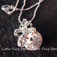 Little Ting Store:韓國婚禮晚宴大水鑽白鑽水晶鑽蝴蝶結頸鍊鎖骨鏈 短項鍊 交換禮物