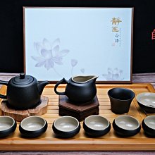 【自在坊茶具】黑陶10件禮盒組 井欄款/西施款 一壺一海一漏6杯組 禪風古韻 功夫茶具【全館滿599免運】