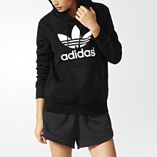 南◇現 ADIDAS ORIGINALS TREFOIL HOODIE 女 黑白 基本 帽TEE AJ8407 三葉草