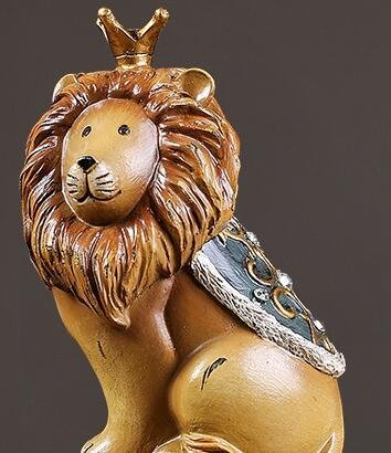 樹脂獅子擺件 可愛獅子王造型裝飾品 桌面復古擺件手工彩繪獅子擺飾禮品 3180A