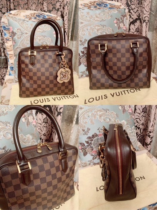 法國專櫃精品名牌 Louis Vuitton 路易威登 LV   經典咖啡色棋盤格紋 棋盤格 方型 手提包 豆腐包 燙金雙拉鍊開口 優雅方包 手提包 絕版復古