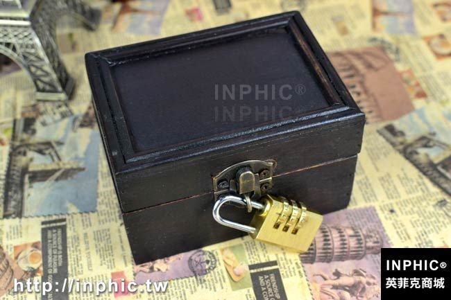 INPHIC-古樸復古精美小木盒子歐式手工方盒仿古收納木盒拍攝道具可帶鎖-款A帶鎖_S2787C