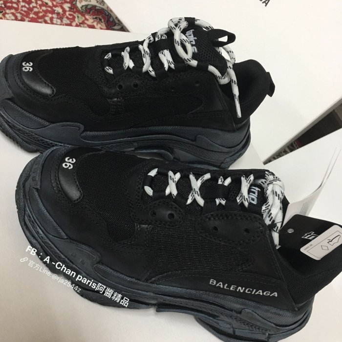 ～阿醬精品～巴黎直送🌈Balenciaga🌈配色真的太吸引人啦 Balenciaga全黑老爹鞋