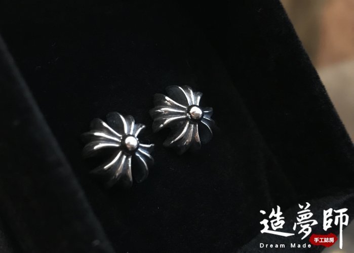 造夢師 手工製作【Chrome Hearts】【復刻】CH 克羅心 經典十字(粗厚款) 原廠耳塞 925純銀 耳環