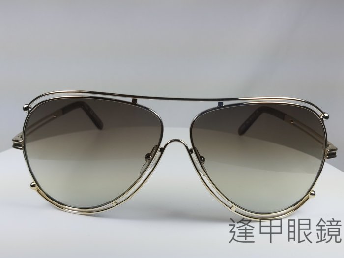 『逢甲眼鏡』Chloé太陽眼鏡 全新正品  橢圓框 金屬細框 漸層棕 飛官款【CE121S 743】