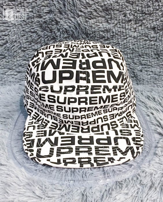 QUEST】SUPREME REPEATER CAMP CAP 滿版文字五分割帽黑白18SS 春夏新品