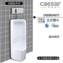 附發票 含稅 CAESAR凱撒 U0296/A673 外掛式沖水器立式便斗 純白 /粉牙《中部免運》【東益氏】